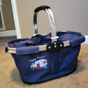 Pop Up Navy Blue Collapsible Tote Basket